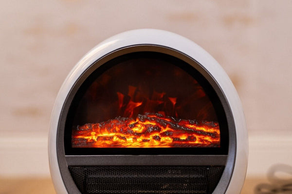 White ceramic heater with flame effect