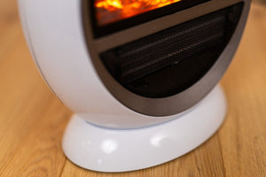 White electric fire with safety tip-over switch