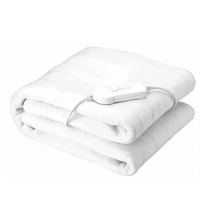 White electric heated fleece under blanket