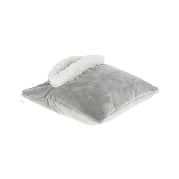 Grey electric warming cushion shown from front