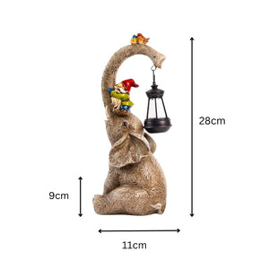 Decorative elephant and gnome resin garden light for flower beds