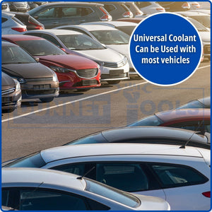 Ethylene glycol coolant protecting vehicle cooling systems.