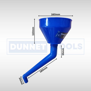 Automotive fluid filling funnel with angled spout