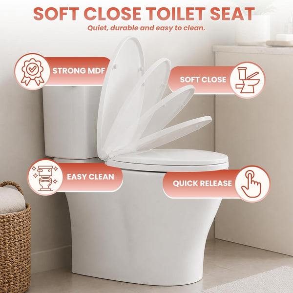 White groove toilet seat with quick release mechanism
