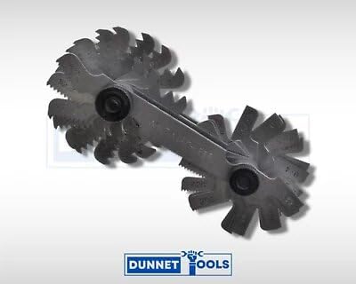 Compact thread pitch gauge for automotive repairs.