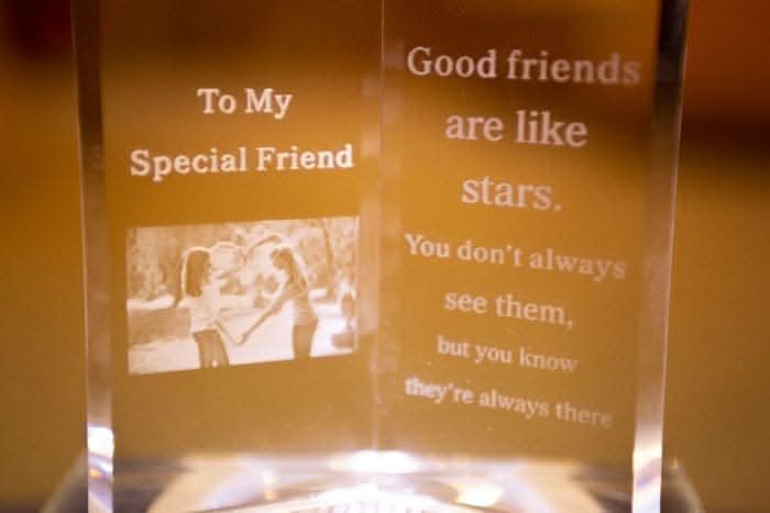 Special Friend sentimental engraved glass book plaque