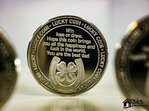 Sentimental good luck charm coin for fathers