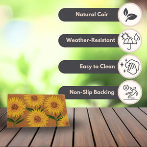 Decorative sunflower front door mat