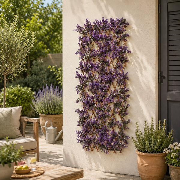 Expandable flower trellis shown fully extended