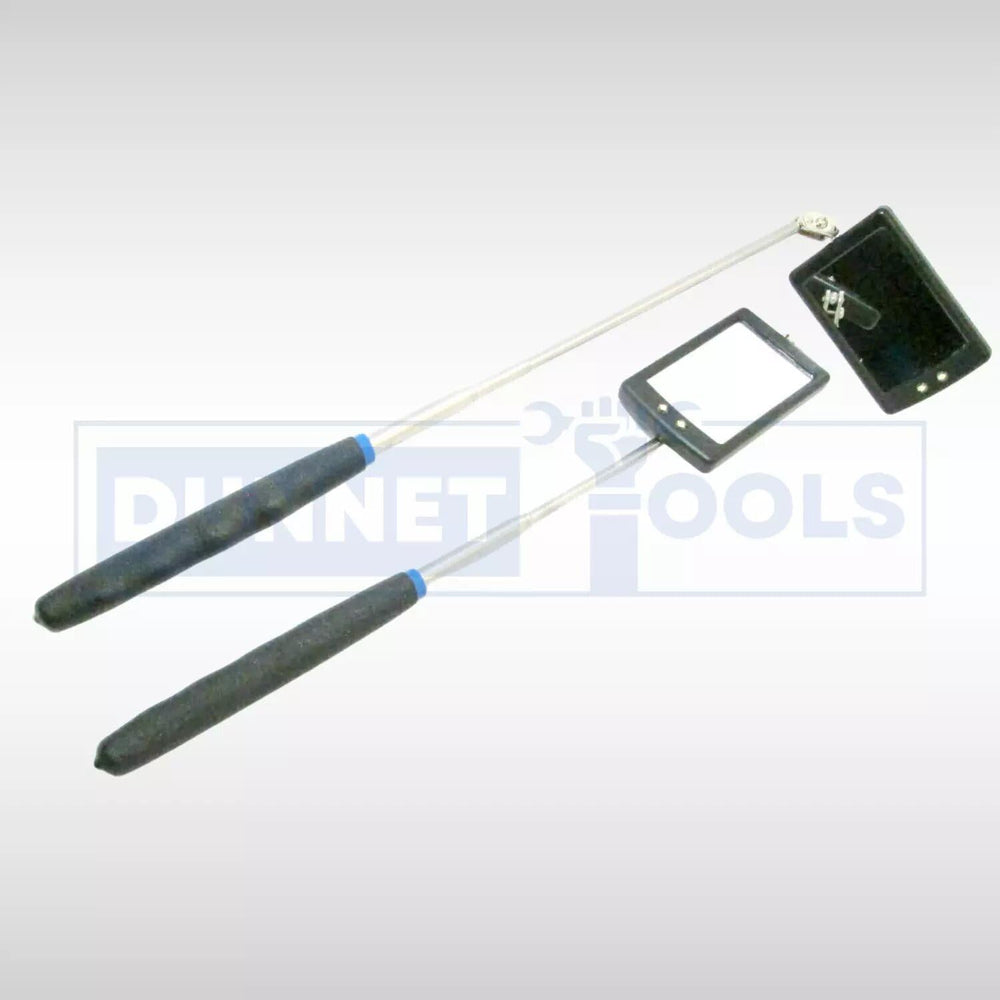 Telescopic LED inspection mirror extended