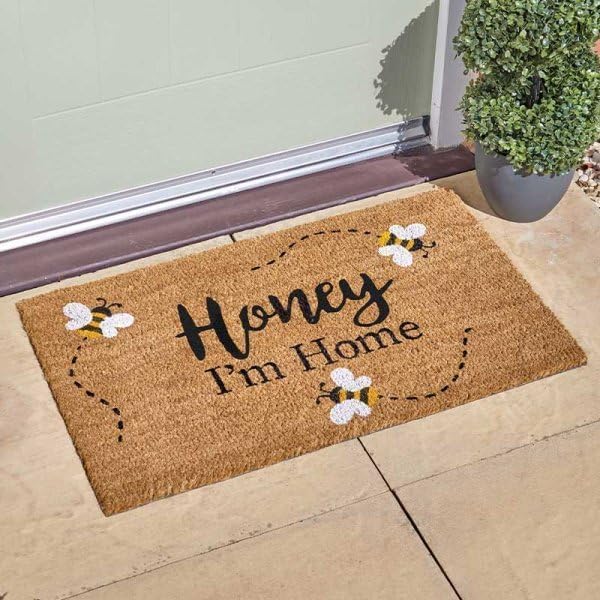 Extra large coir doormat with bee design