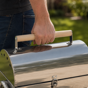 Portable Barrel Stainless Steel BBQ Garden Camping Picnic Charcoal Grill Table