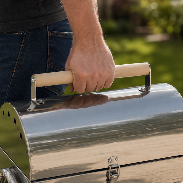 Portable Barrel Stainless Steel BBQ Garden Camping Picnic Charcoal Grill Table