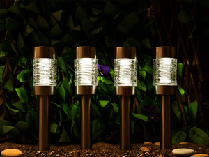 Garden stake lights with removable glass lanterns