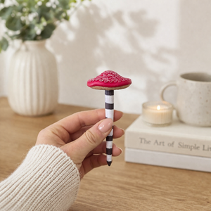 Miniature toadstools creating a whimsical garden display