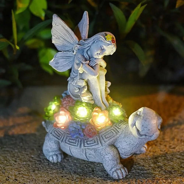 Fairy tortoise resin garden ornament 20cm