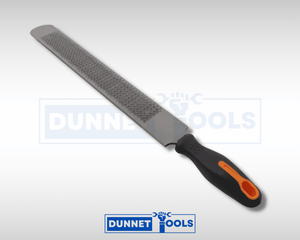 Farriers file with hardened steel blade and soft grip handle