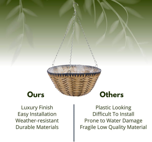 Outdoor rattan hanging planter for garden