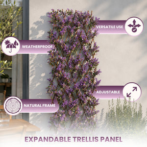 Faux foliage trellis displayed on outdoor wall