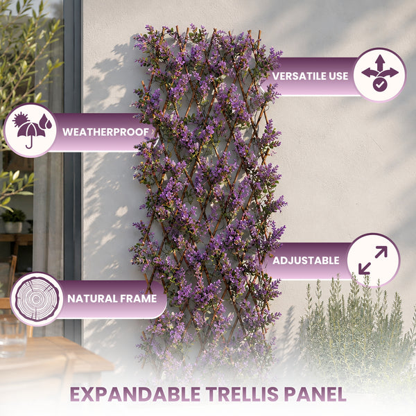 Faux foliage trellis displayed on outdoor wall