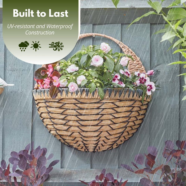 Faux rattan planter for balcony wall
