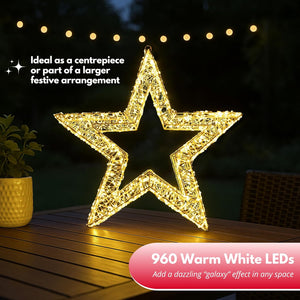Decorative LED gold star for festive display