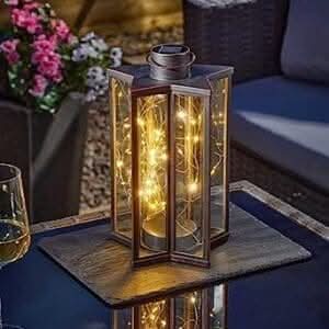 Firefly effect hanging star solar lantern with warm white light