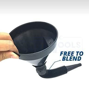 Black polypropylene funnel with wide pouring opening