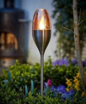 Flame effect garden lights displayed outdoors