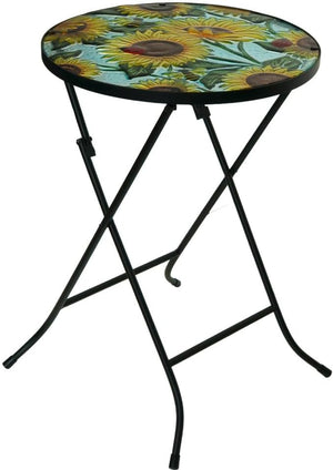 Compact round bistro table for terrace and patio use