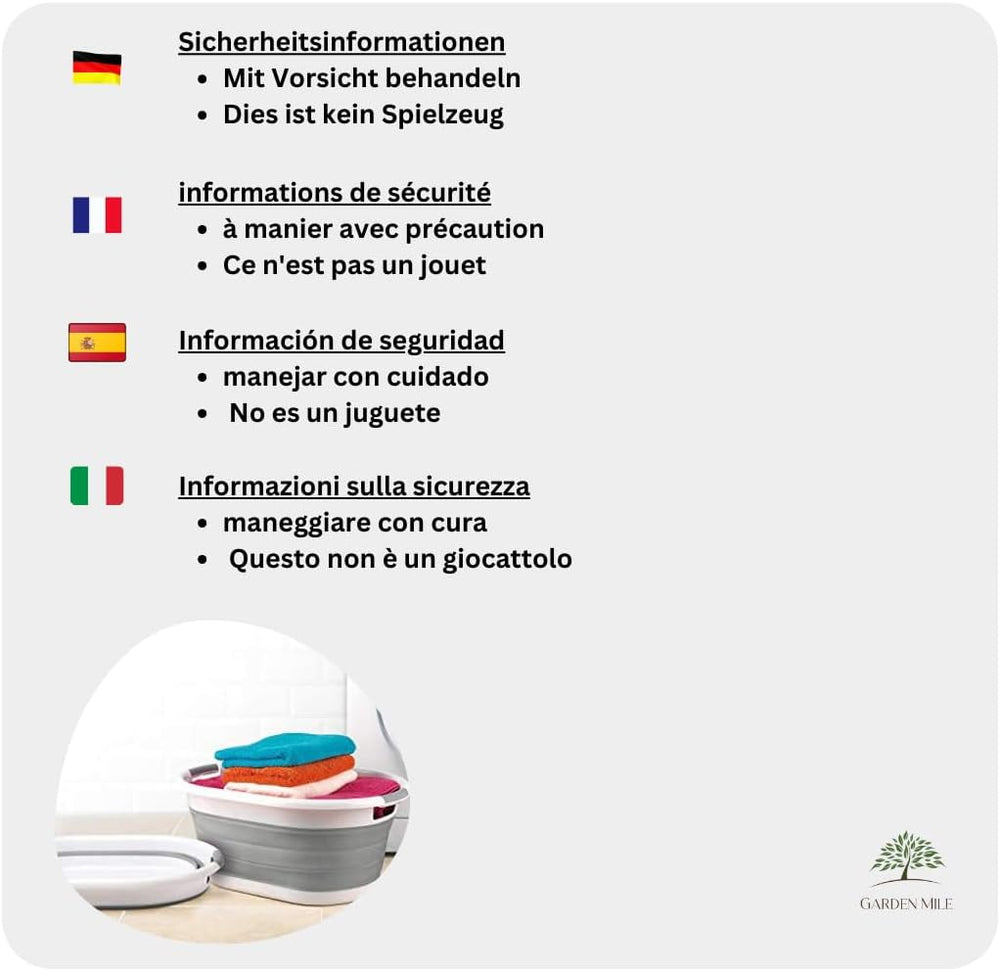 Grey collapsible laundry basket with handles.
