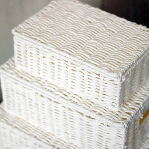 Large white wicker basket for home organisation