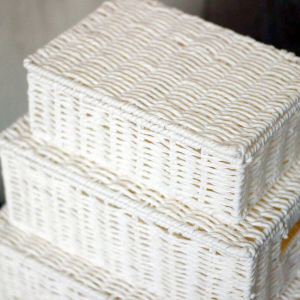 Large white wicker basket for home organisation