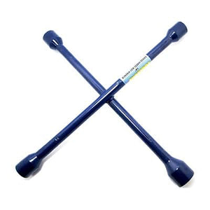 Four way cross wheel wrench for vehicle wheel maintenance
