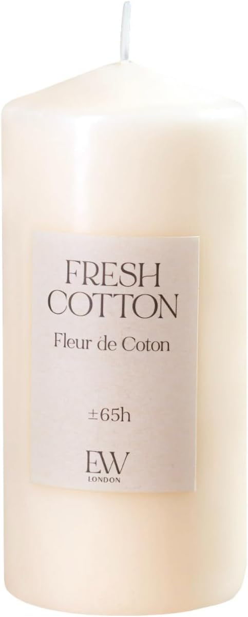 Fresh cotton aroma candle displayed on tabletop