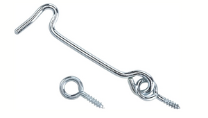 Three galvanised iron hook and eye door latches