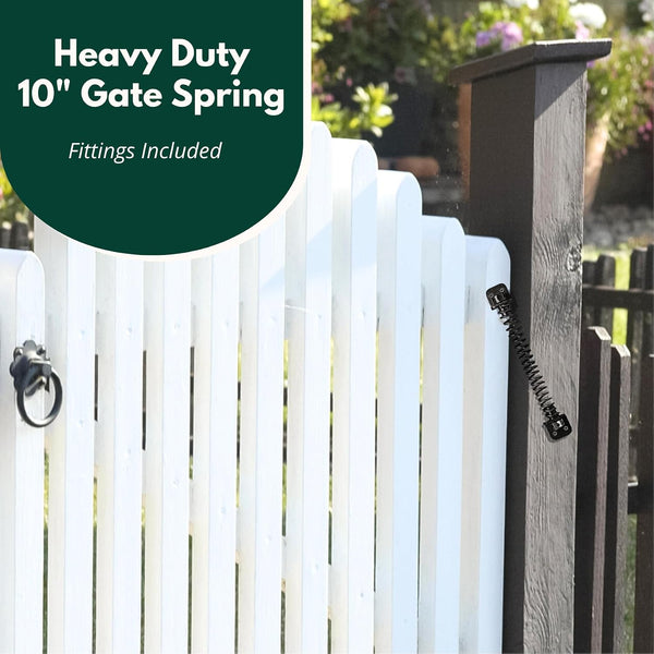 Galvanised gate spring with adjustable tension.