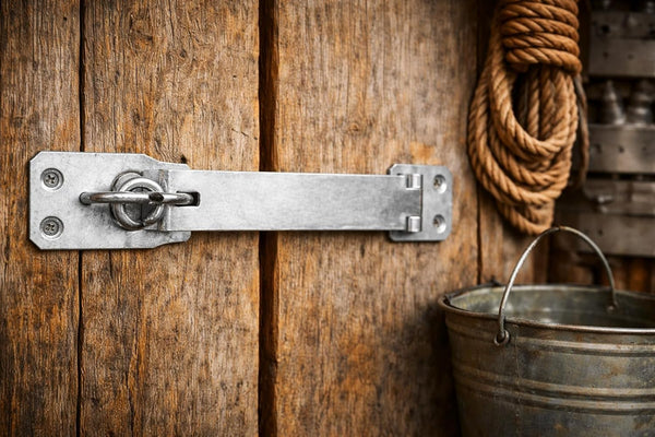 steel hasp and staple lock for garages