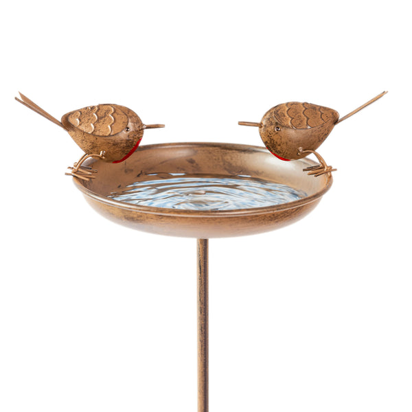 Garden bird feeder and water bath with robin design