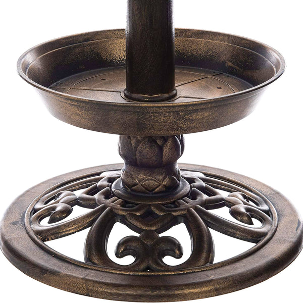 Solar LED bird bath displayed in garden