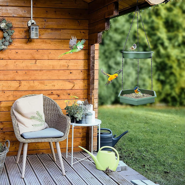 outdoor bird feeder tray with water bowl