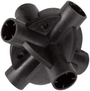 Plastic cane connectors holding garden canes together