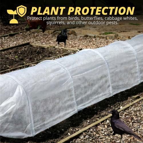 Portable fleece plant protection tunnel outdoors.