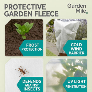 Garden fleece roll shielding young trees from frost.