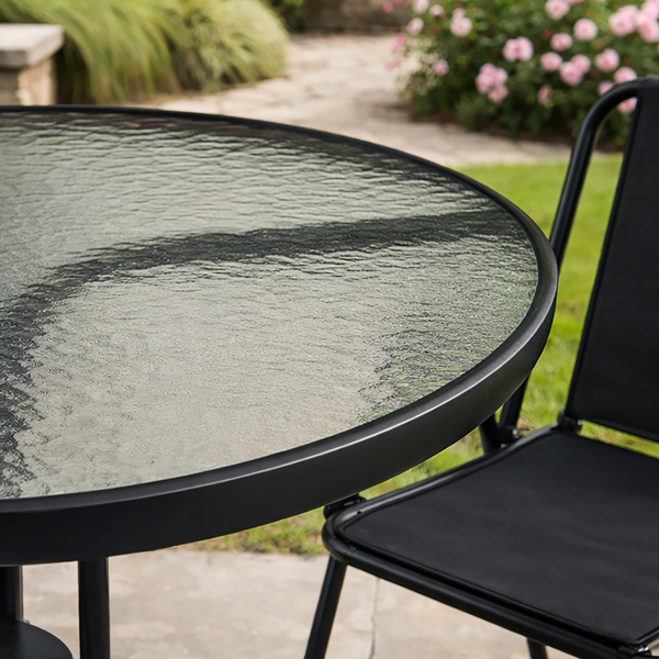 Four chair garden set with matching shade parasol