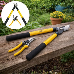 Ergonomic secateurs and lopper for shrubs