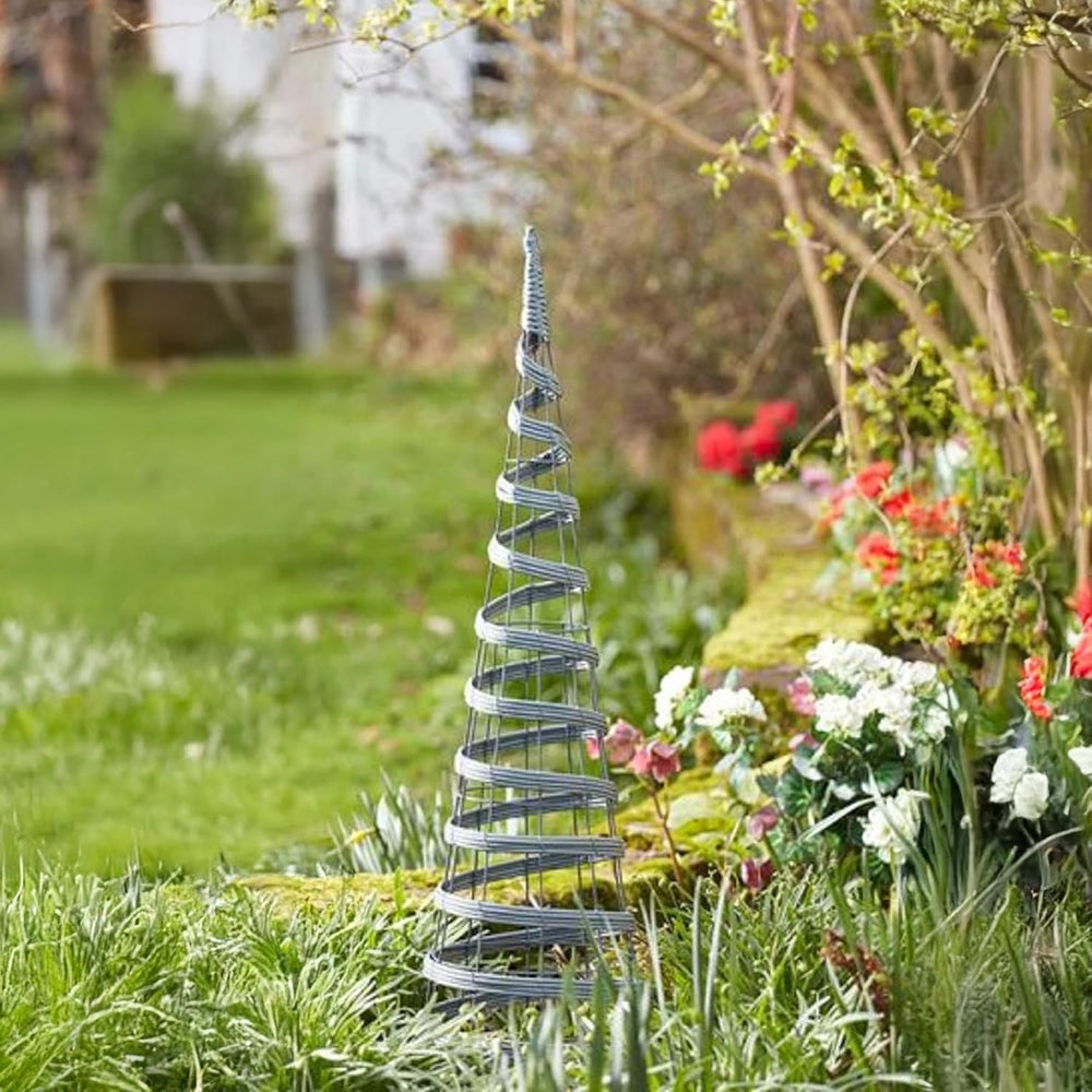 0.9m faux rattan garden obelisk plant support