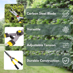 Long handle hedge cutters with soft grip handles