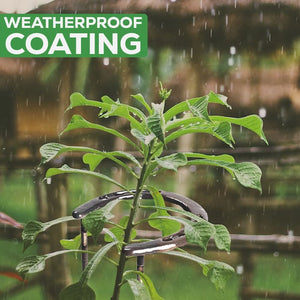 Interlinking plant stakes supporting growing flowers