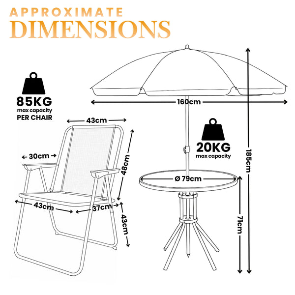 Black outdoor dining table with four chairs